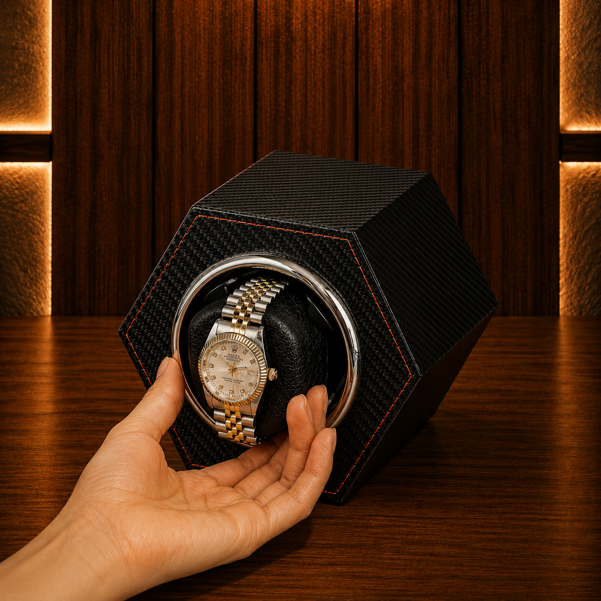 Remontoir montre automatique cuir