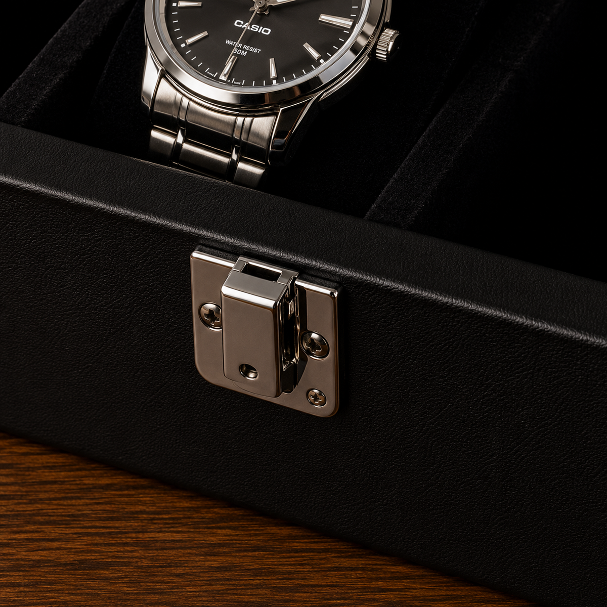 Boîte à montres en bois noir 10 emplacements