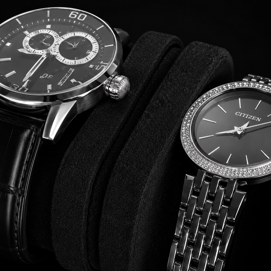 Étui à montres rigide noir 3 emplacements