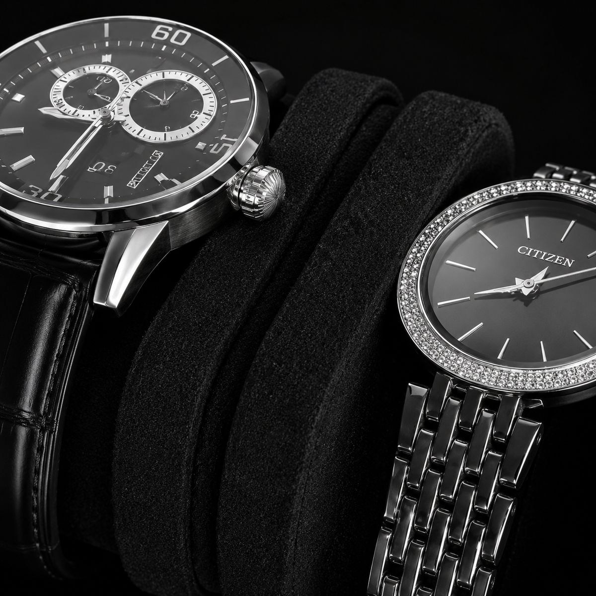 Étui à montres rigide noir 3 emplacements