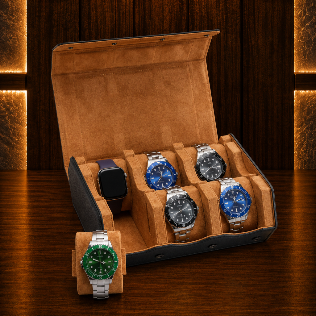 Boîte à montres 6 montres simili cuir
