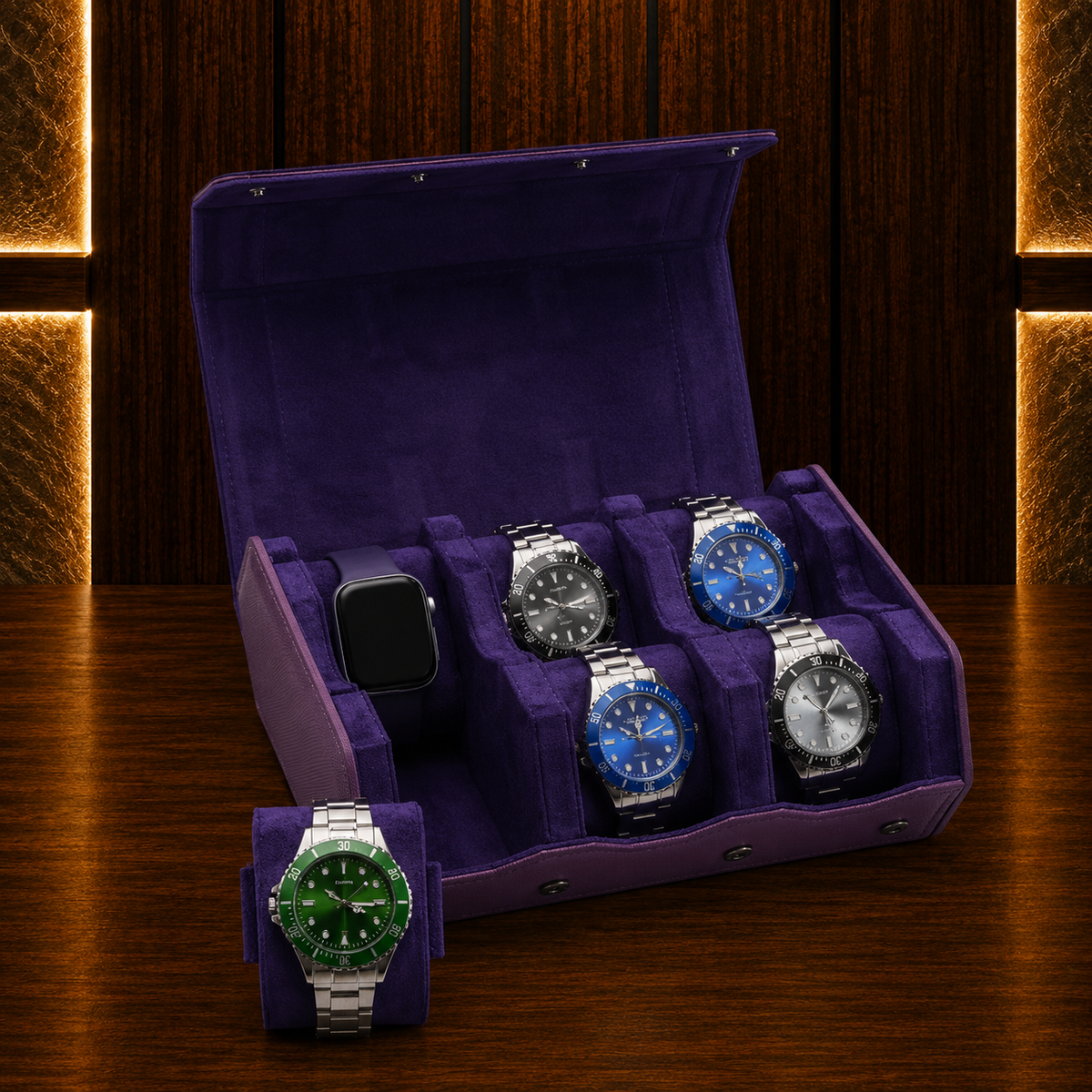 Boîte à montres 6 montres simili cuir