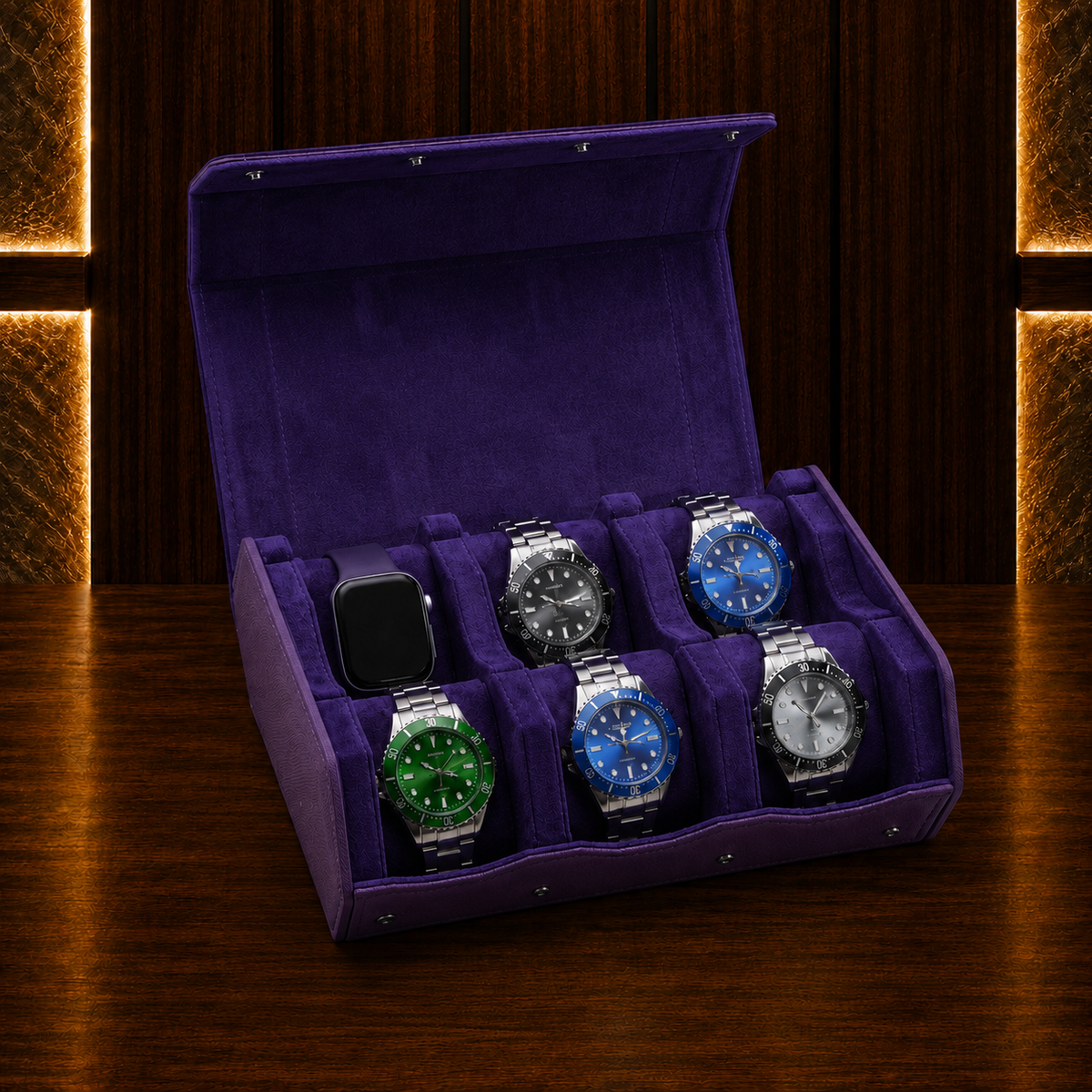 Boîte à montres 6 montres simili cuir