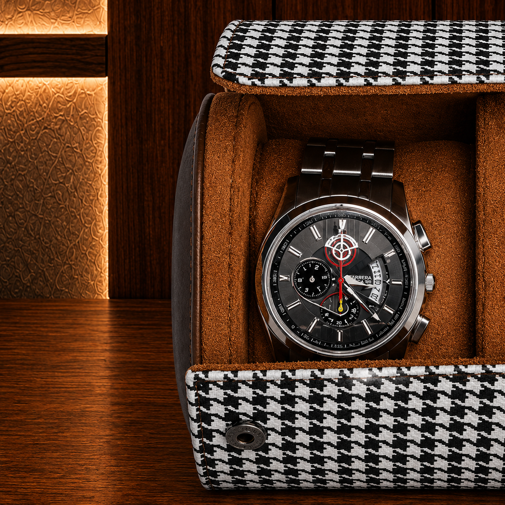 Étui à montres noir et blanc 2 emplacements