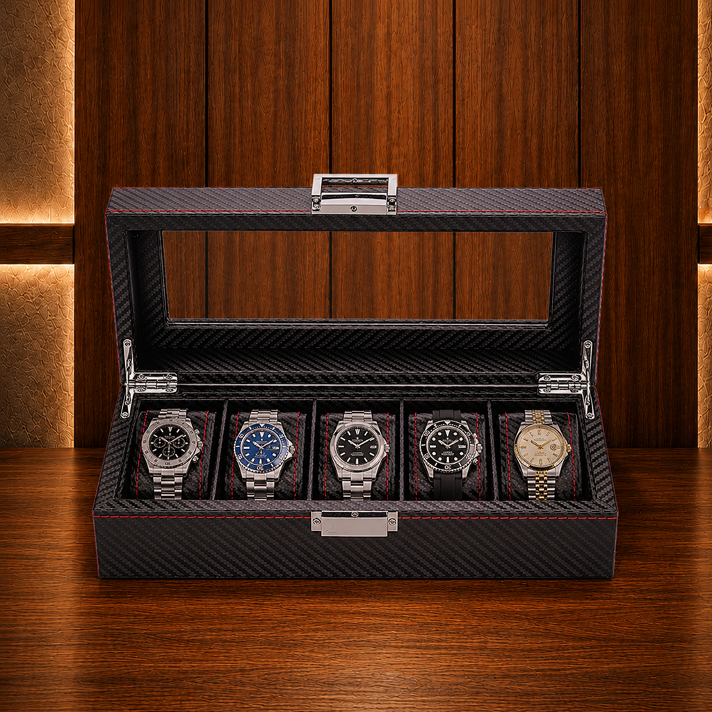 Boîte à montres noir 5 emplacements