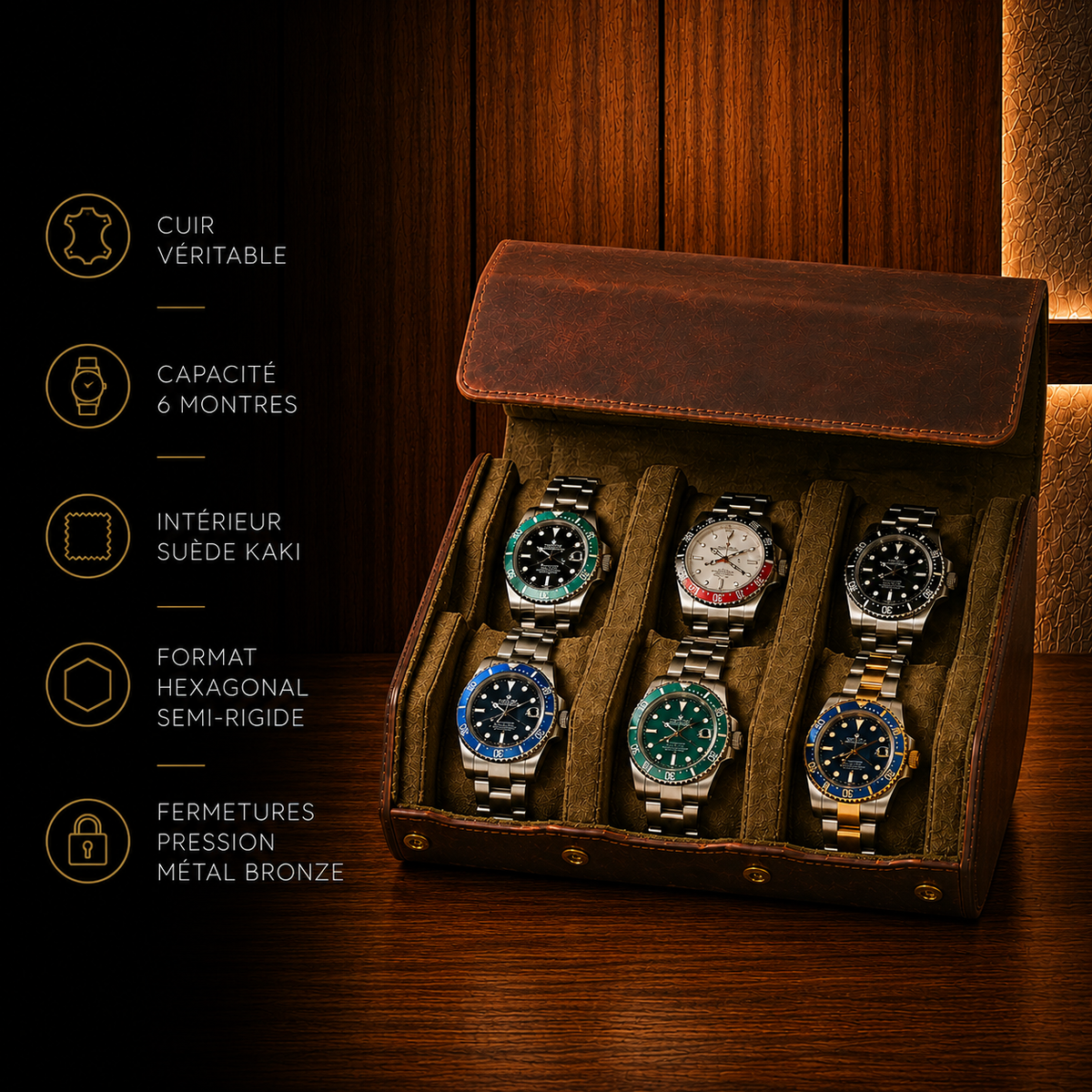 Boîte à montres homme 6 montres