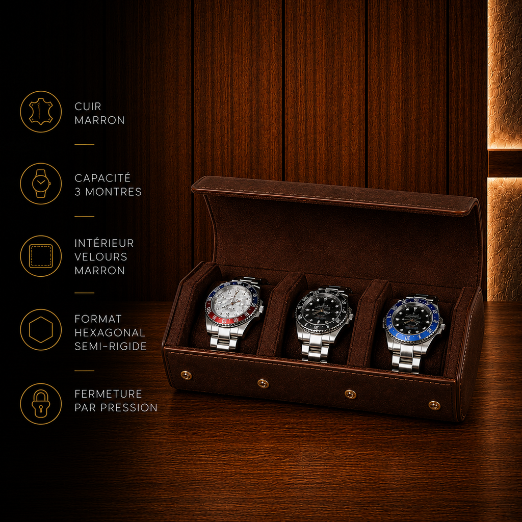Boîte à montres homme 3 emplacements