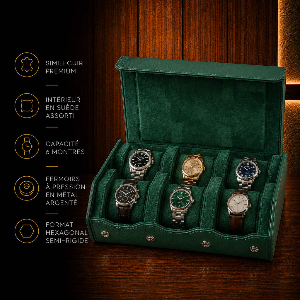 Boîte à montres homme 6 emplacements