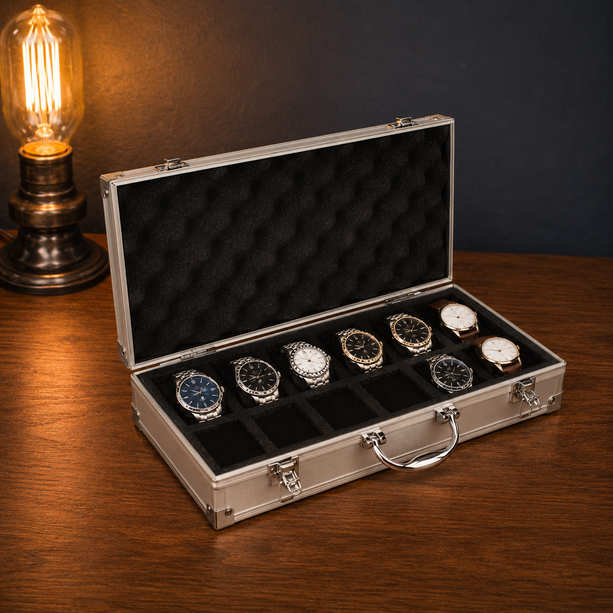 Boîte à montres aluminium 12 emplacements