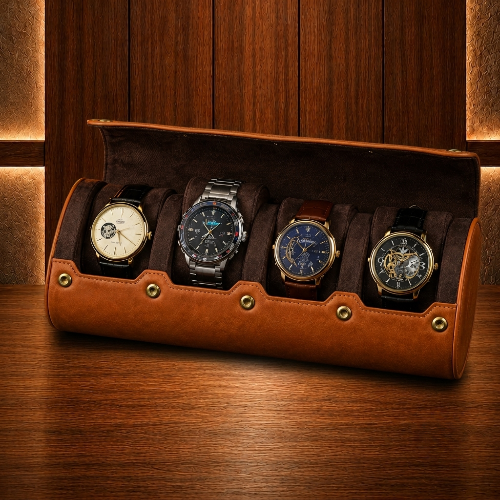 Étui à montres marron 4 montres