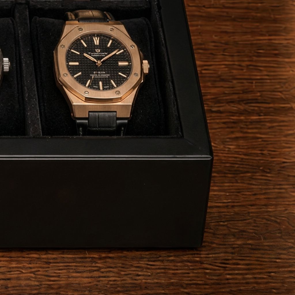 Boîte à montres en bois noir 10 emplacements