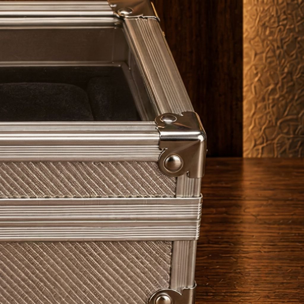 Boîte à montres en aluminium argenté 6 emplacements