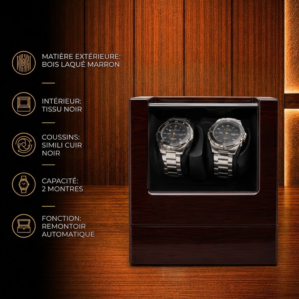 Remontoir automatique bois 2 montres