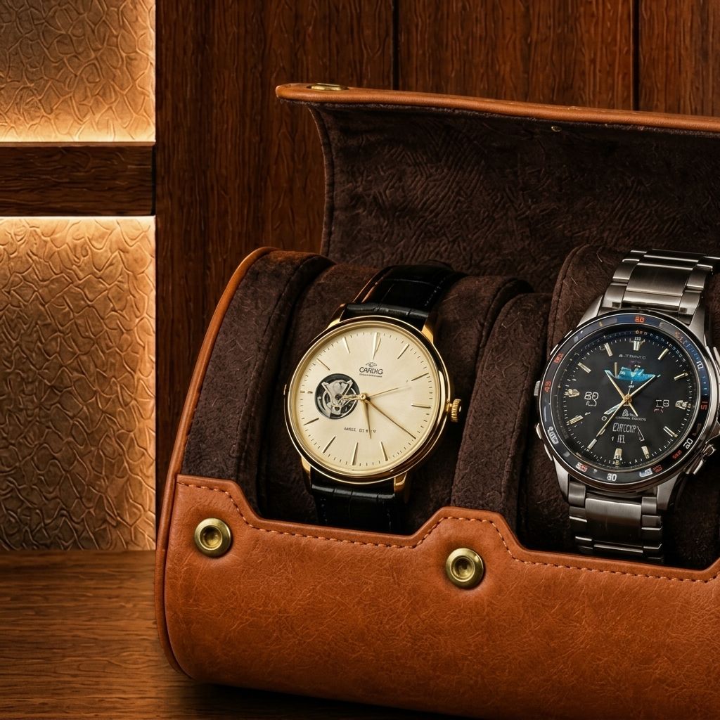 Étui à montres marron 4 montres