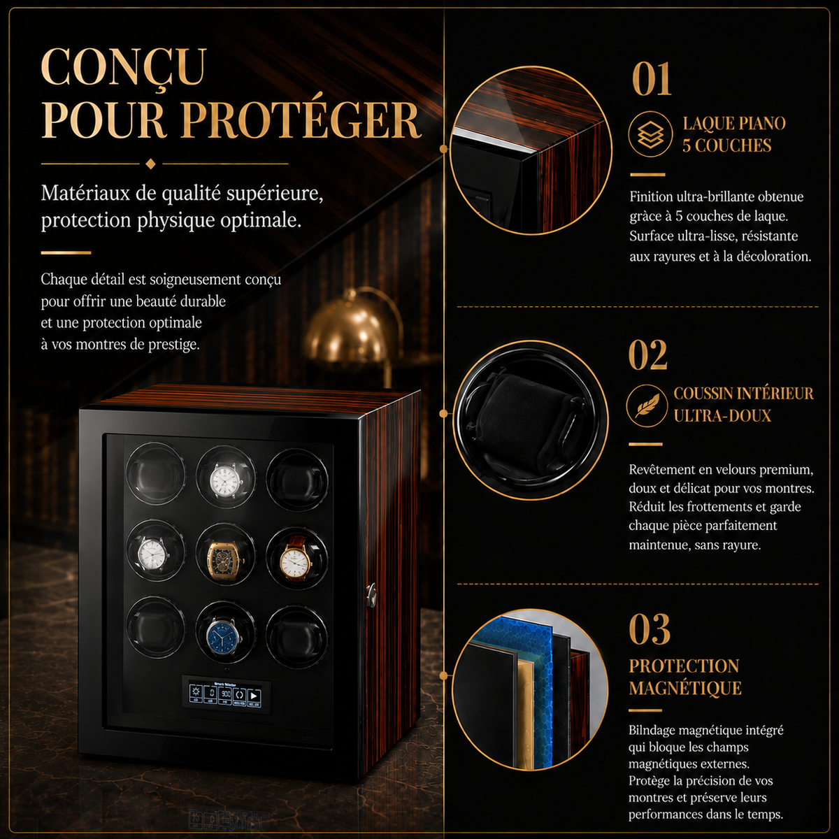 Remontoir automatique pour 9 montres
