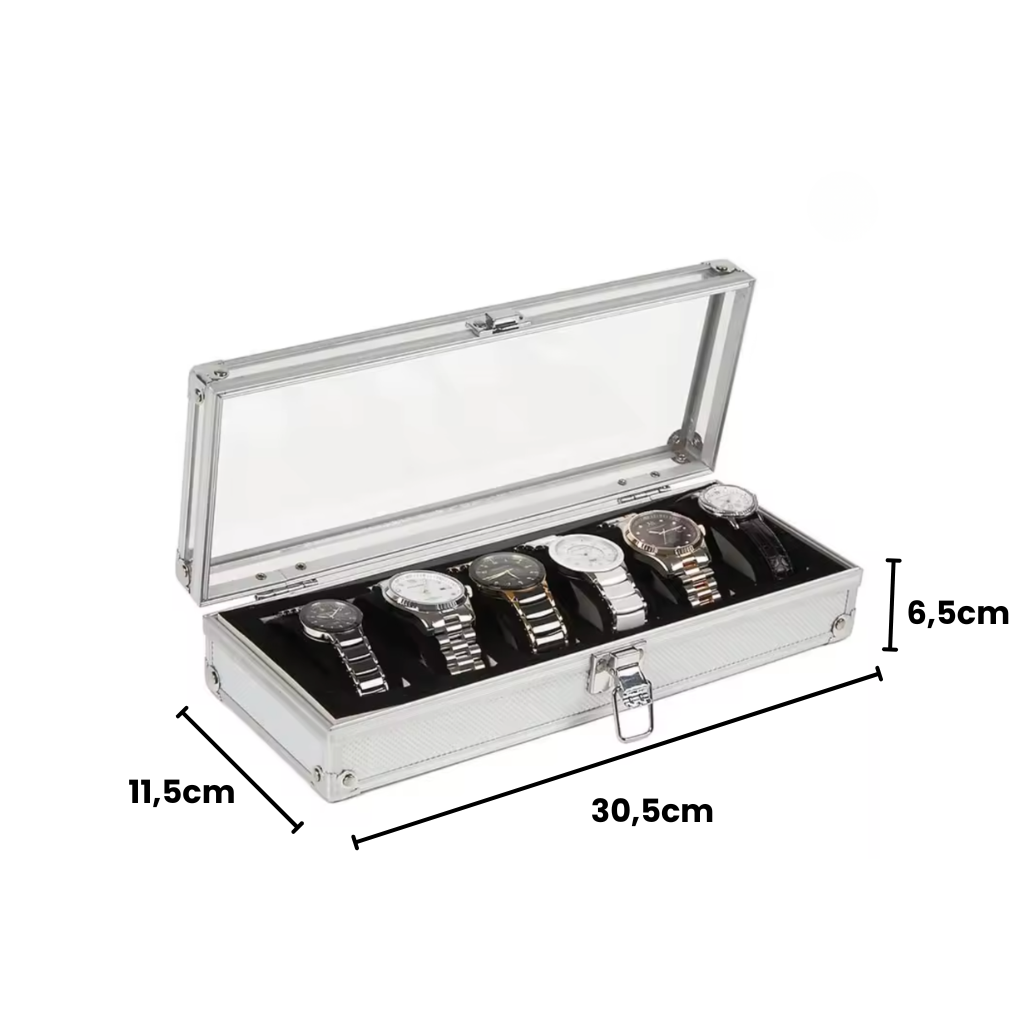Boîte à montre aluminium 6 montres taille