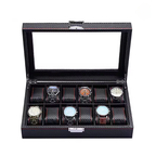 Boîte à montre douze montres style carbone