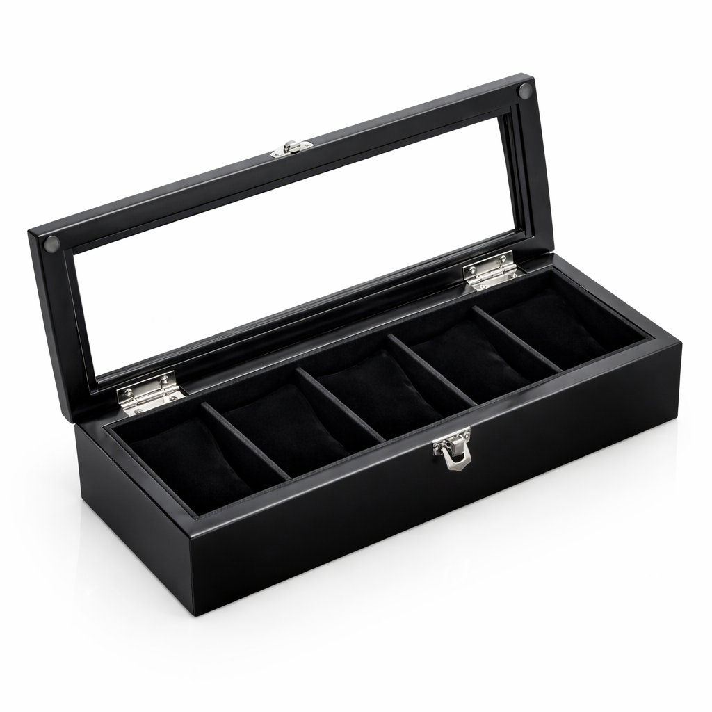 Boîte à montre homme noire cinq montres