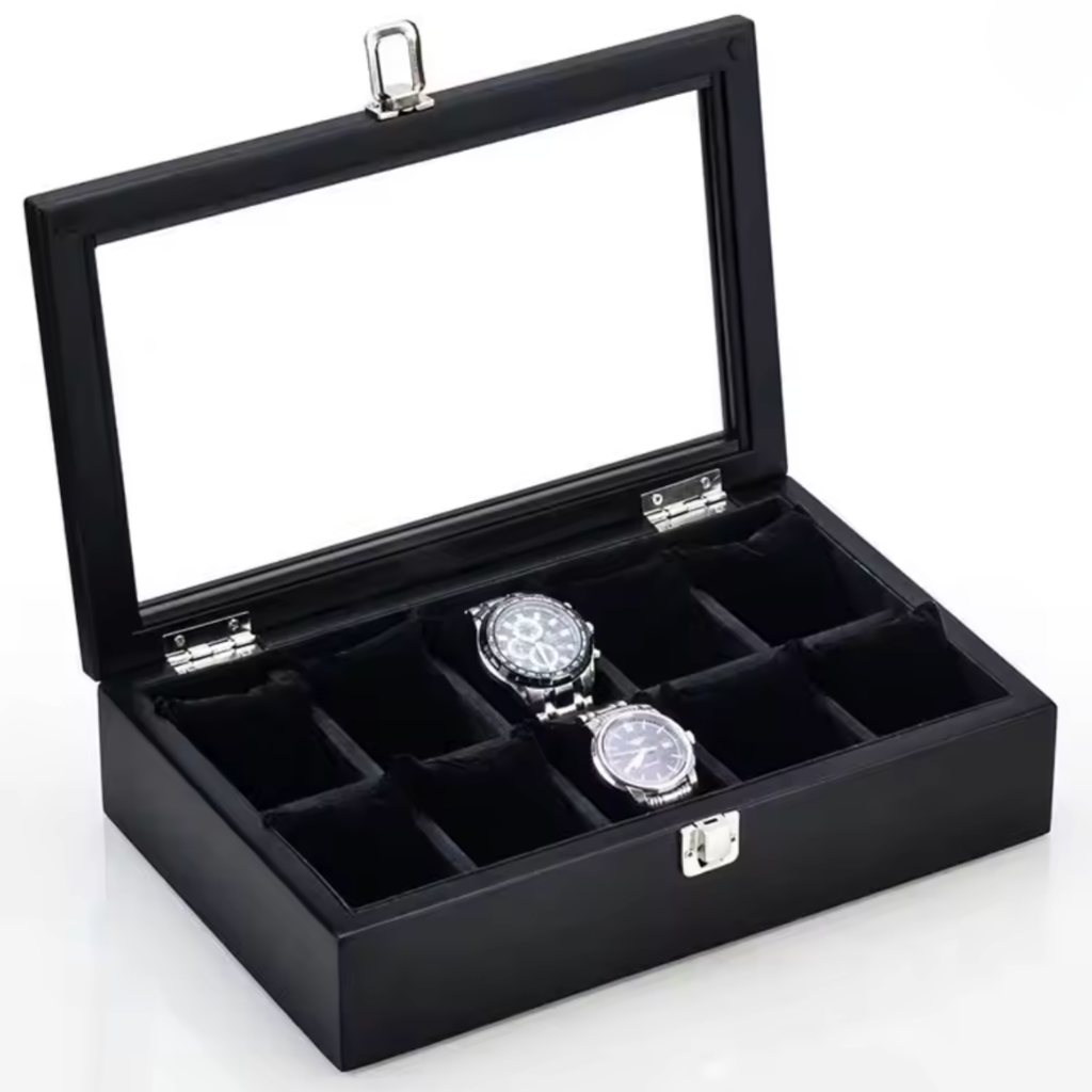 Boîte à montre homme noire dix montres