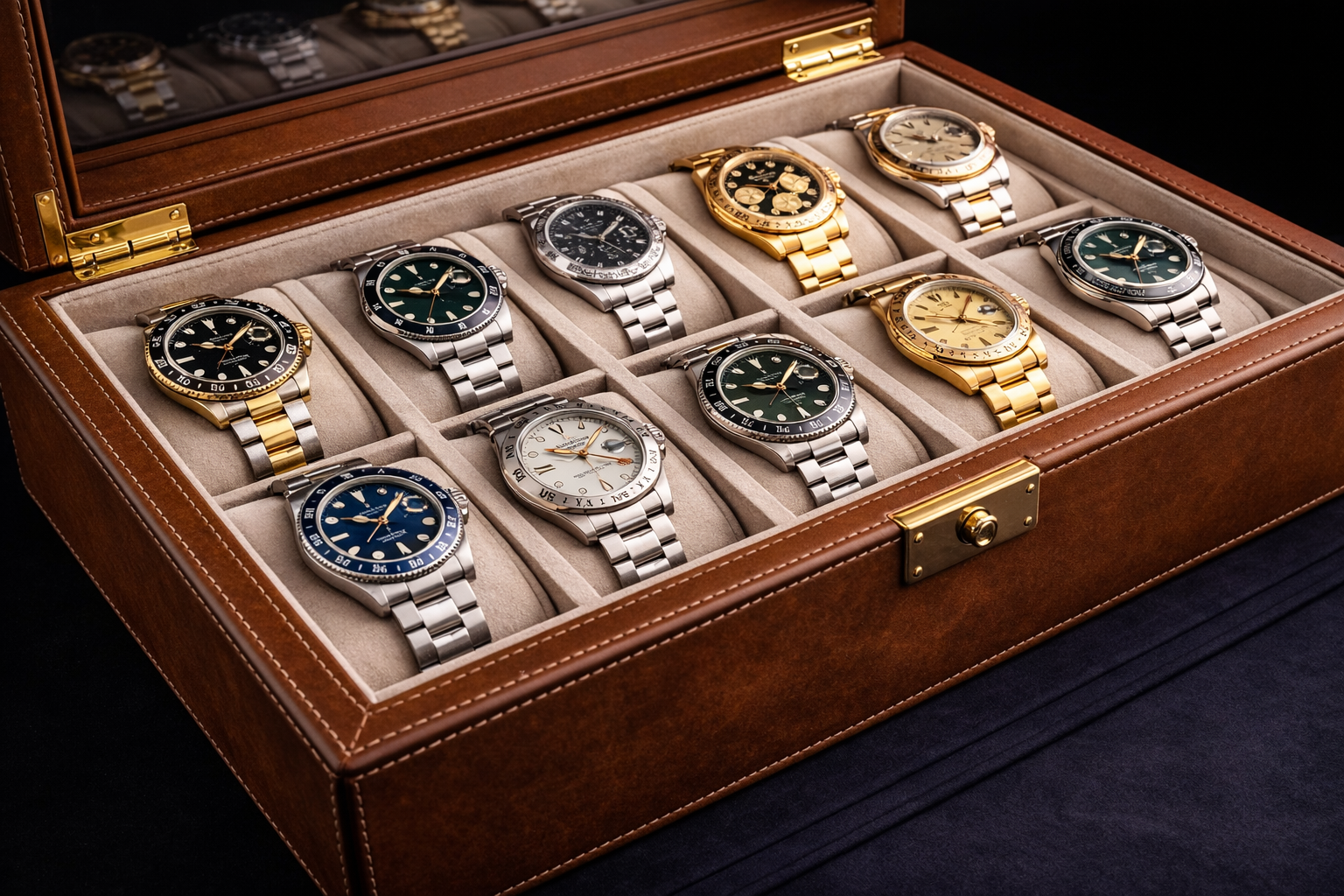 Boîte à montre marron homme