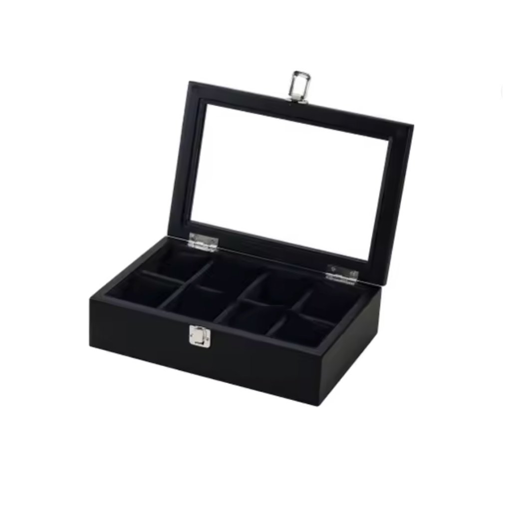 Boîte à montre noire huit montres