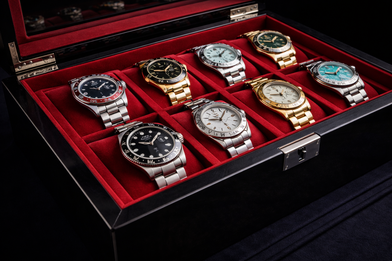 Boîte à montre rouge et noire