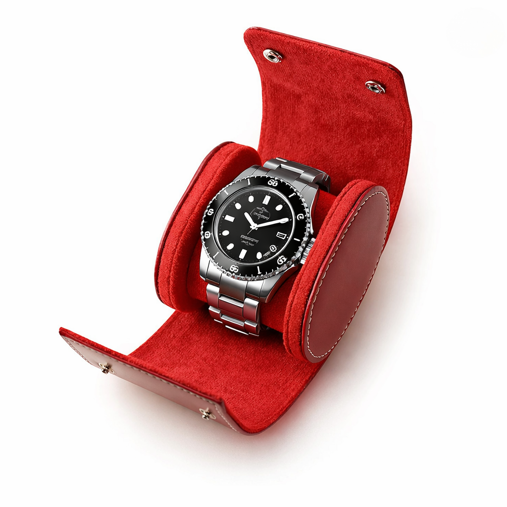 étui montre rouge une montre