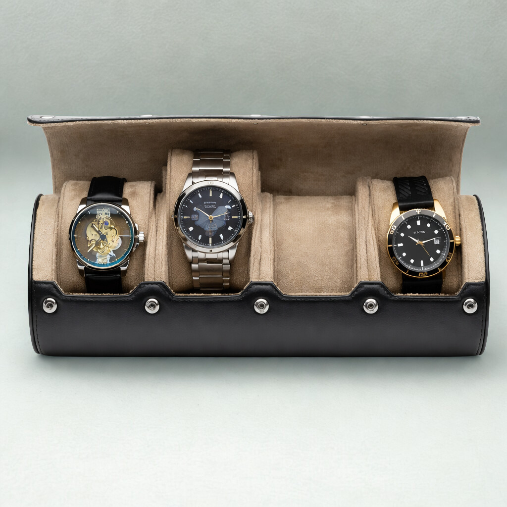 étui pour montre noir 4 emplacements